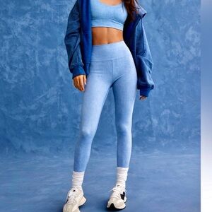 AE X AERIE MATCH MADE IN DENIM GOALS Light Blue DENIM Legging M NWT